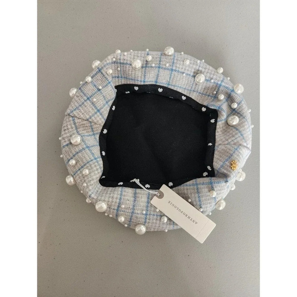 NWT Lele Sadoughi Fuax Pearl Embellished Beret One Size - Picture 4 of 10